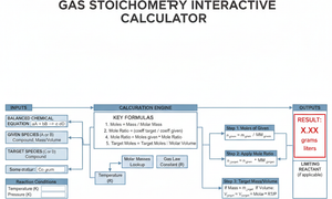 Gas Stoichiometry Interactive Calculator Technical Diagram