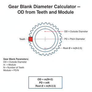 Gear Blank Diameter Calculator   OD from Teeth and Module Technical Diagram