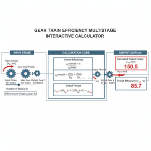 Gear Train Efficiency Multistage Interactive Calculator Technical Diagram