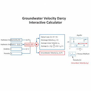 Groundwater Velocity Darcy Interactive Calculator Technical Diagram