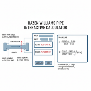 Hazen Williams Pipe Interactive Calculator Technical Diagram
