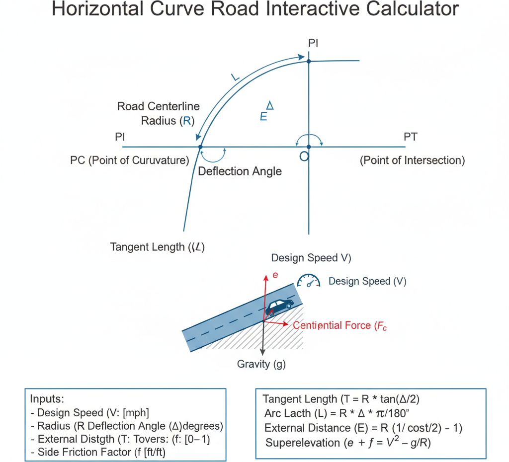 Horizontal Curve Road Interactive Calculator | FIRGELLI