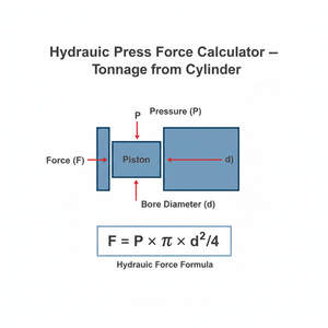 Hydraulic Press Force Calculator   Tonnage from Cylinder Technical Diagram