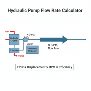 Hydraulic Pump Flow Rate Calculator Technical Diagram
