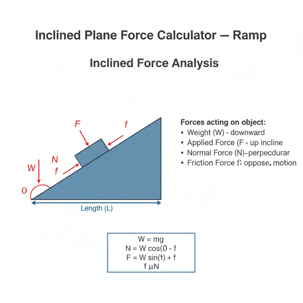 Free Inclined Plane Force Calculator — Ramp | FIRGELLI Engineering