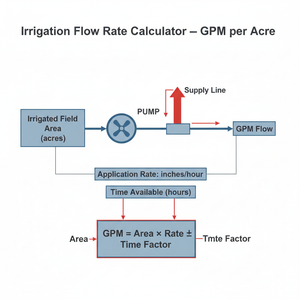 Irrigation Flow Rate Calculator   GPM per Acre Technical Diagram