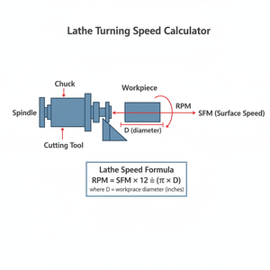 Lathe Turning Speed Calculator Technical Diagram
