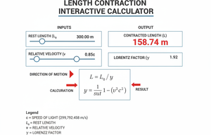 Length Contraction Interactive Calculator Technical Diagram