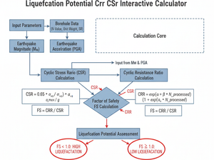 Liquefaction Potential Crr Csr Interactive Calculator Technical Diagram
