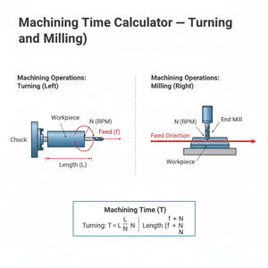 Machining Time Calculator   Turning and Milling Technical Diagram