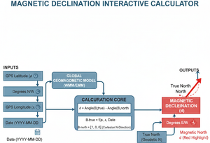 Magnetic Declination Interactive Calculator Technical Diagram