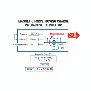 Magnetic Force Moving Charge Interactive Calculator Technical Diagram