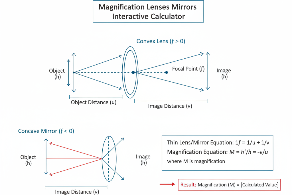Reflection Magnification Magnification Lenses Mirrors Interactive Calculator | FIR...