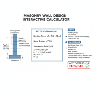 Masonry Wall Design Interactive Calculator Technical Diagram