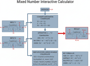 Mixed Number Interactive Calculator Technical Diagram