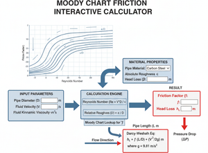 Moody Chart Friction Interactive Calculator Technical Diagram