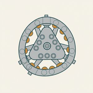 Multiple Gearing (triangular Wheel with Friction Rollers) diagram