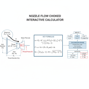 Nozzle Flow Choked Interactive Calculator Technical Diagram
