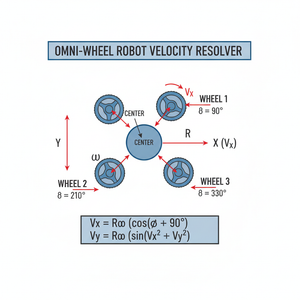 Omni Wheel Robot Velocity Resolver Technical Diagram