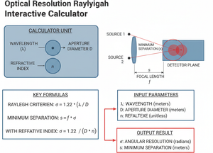Optical Resolution Rayleigh Interactive Calculator Technical Diagram
