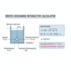Orifice Discharge Interactive Calculator Technical Diagram