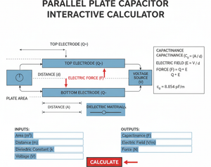 Parallel Plate Capacitor Interactive Calculator Technical Diagram