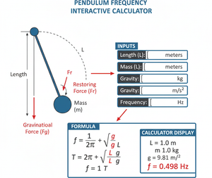 Pendulum Frequency Interactive Calculator Technical Diagram
