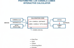 Photometric Lux Candela Lumen Interactive Calculator Technical Diagram