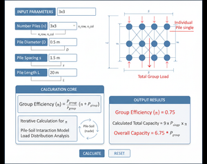Pile Group Efficiency Interactive Calculator Technical Diagram