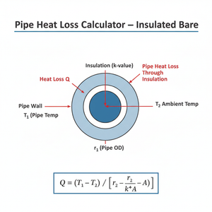 Pipe Heat Loss Calculator   Insulated Bare Technical Diagram