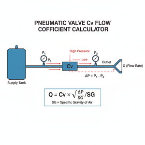 Pneumatic Valve Cv Flow Coefficient Calculator Technical Diagram