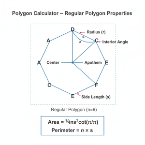 Polygon Calculator   Regular Polygon Properties Technical Diagram