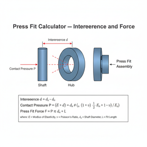 Press Fit Calculator   Interference and Force Technical Diagram