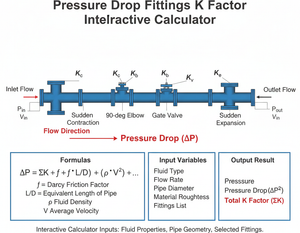 Pressure Drop Fittings K Factor Interactive Calculator Technical Diagram