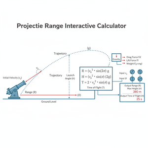 Projectile Range Interactive Calculator Technical Diagram