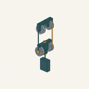 Pulley System with Cord and Movable Pulleys (a) diagram