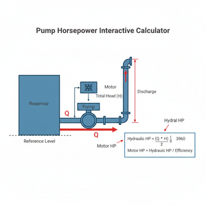 Pump Horsepower Interactive Calculator Technical Diagram
