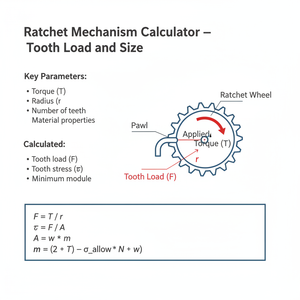 Ratchet Mechanism Calculator   Tooth Load and Size Technical Diagram