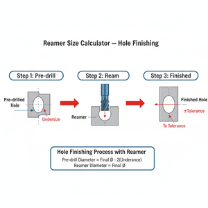 Reamer Size Calculator   Hole Finishing Technical Diagram