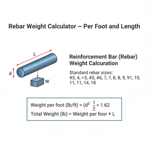 Rebar Weight Calculator   Per Foot and Length Technical Diagram