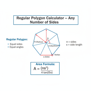 Regular Polygon Calculator   Any Number of Sides Technical Diagram