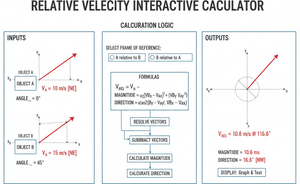 Relative Velocity Interactive Calculator Technical Diagram