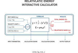 Relativistic Energy Interactive Calculator Technical Diagram