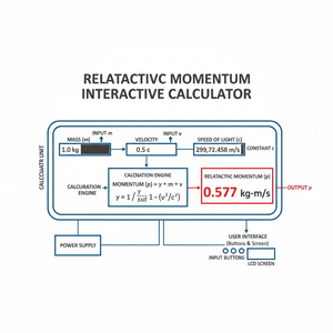 Relativistic Momentum Interactive Calculator Technical Diagram