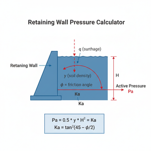 Retaining Wall Pressure Calculator Technical Diagram