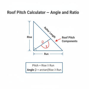 Roof Pitch Calculator   Angle and Ratio Technical Diagram