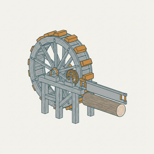 Saw-mill Water Wheel diagram
