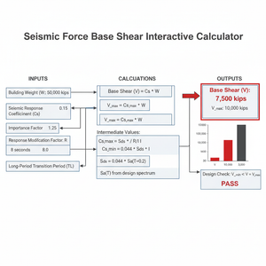 Seismic Force Base Shear Interactive Calculator Technical Diagram