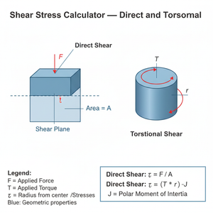 Shear Stress Calculator   Direct and Torsional Technical Diagram