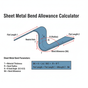 Sheet Metal Bend Allowance Calculator Technical Diagram